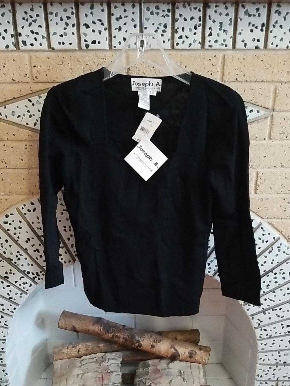 Joseph A Black Square-Neck Long Sleeve Tee